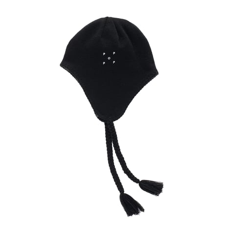 POP TRADING COMPANY REVERSIBLE EARFLAP BEANIE BLACK / CHARCOAL
