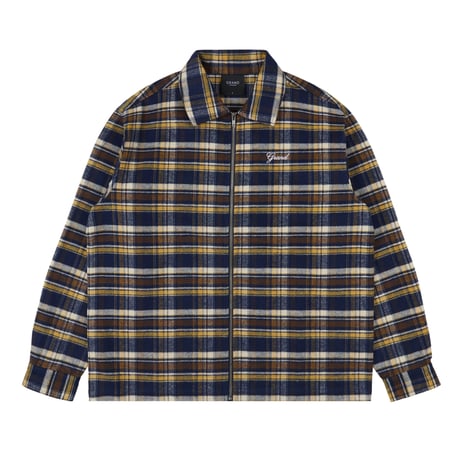 GRAND COLLECTION JAPANESE COTTON OVERSHIRT YELLOW / ESPRESSO / NAVY CHECK