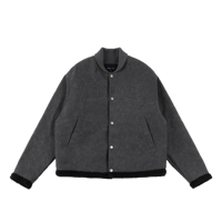 DIME FAUX SUEDE VARSITY JACKET CHARCOAL