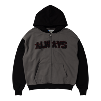 ALWAYS HUMAN APPLIQUE ZIP UP HOODIE BLACK
