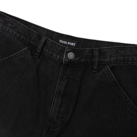 PASSPORT WORKERS CLUB 3/4 JEAN SHORT FADED WASH BLACK