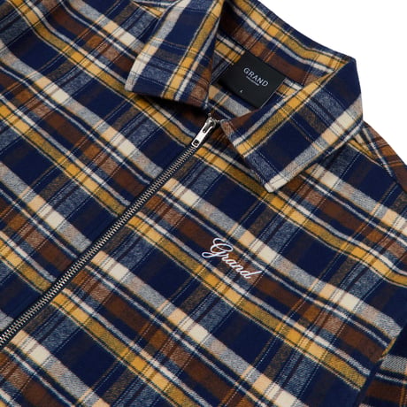 GRAND COLLECTION JAPANESE COTTON OVERSHIRT YELLOW / ESPRESSO / NAVY CHECK