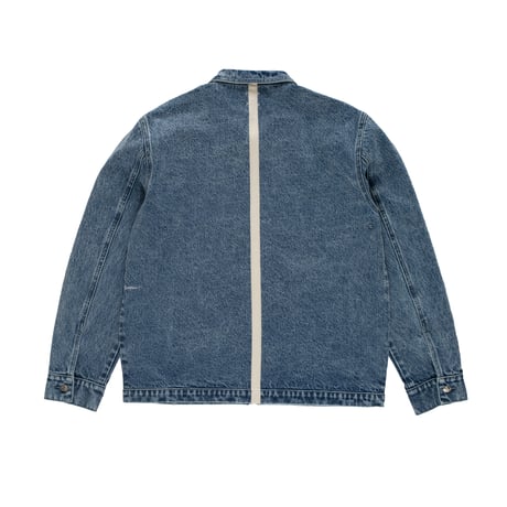 POP TRADING COMPANY DENIM FULL ZIP JACKET STONE WASHED