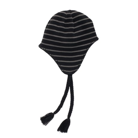 POP TRADING COMPANY REVERSIBLE EARFLAP BEANIE BLACK / CHARCOAL