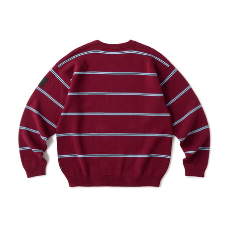 HELLRAZOR STRIPED CREW KNIT BURGUNDY