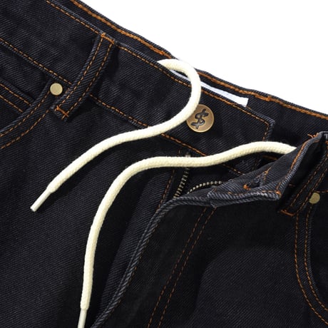 CASH ONLY LOGO BAGGY  DENIM SHORTS WASHED BLACK