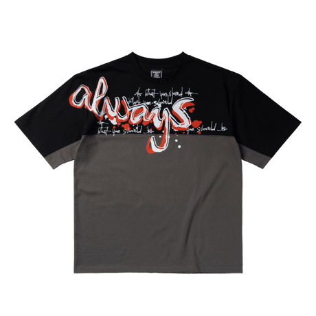 ALWAYS WAZA PANELLED TEE GREY/BLACK
