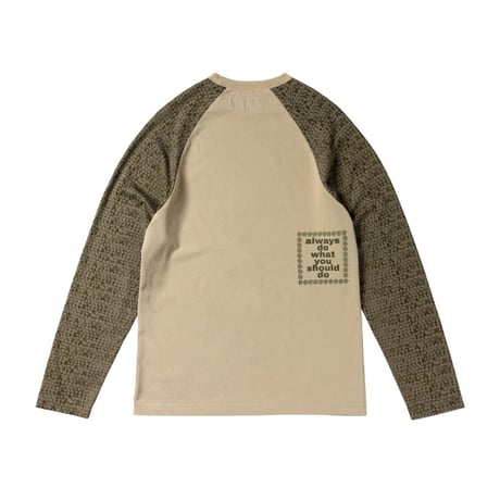 ALWAYS BUBBLE PRINT RAGLAN LONGSLEEVE SHIRT TWO TONE BROWN