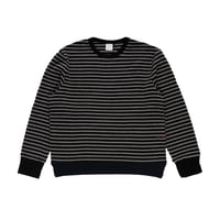 POP TRADING COMPANY STRIPED WAFFLE CREWNECK GREY / BLACK