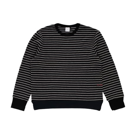 POP TRADING COMPANY STRIPED WAFFLE CREWNECK GREY / BLACK