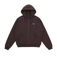 DIME CLASSIC SMALL LOGO ZIP HOODIE DARK BROWN