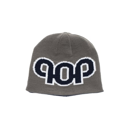 POP TRADING COMPANY REVERSIBLE PUB SKULL BEANIE GREY / NAVY