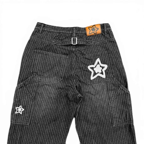 STAR TEAM PIN STRIPE BAGGY CARPENTER DENIM
