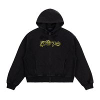 DIME DISTRESSED TERRY ZIP HOODIE ACID BLACK