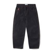 CASH ONLY LOGO BAGGY DENIM JEANS WASHED BLACK