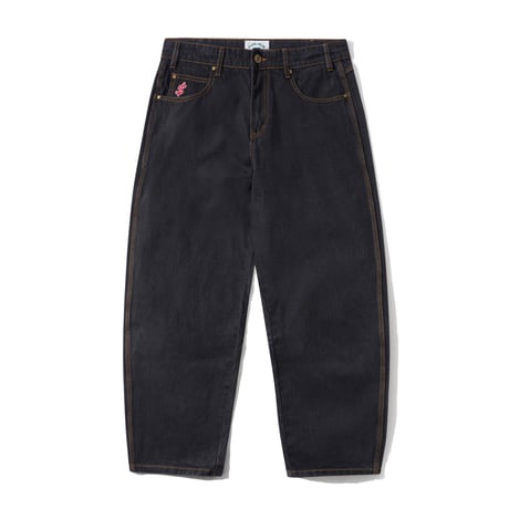 CASH ONLY LOGO BAGGY DENIM JEANS WASHED BLACK