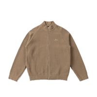 DIME KNITTED PIQUE ZIP SWEATER CAMEL