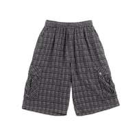 YARDSALE PLAID CARGO SHORTS BLACK / GREY