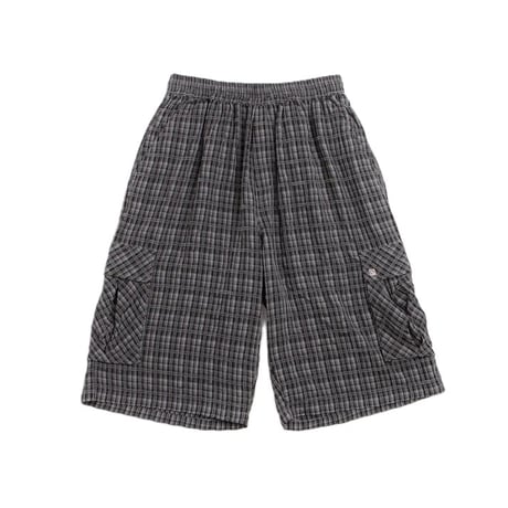 YARDSALE PLAID CARGO SHORTS BLACK / GREY