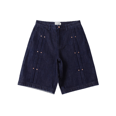 DIME PLEATED BAGGY DENIM SHORTS INDIGO