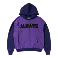 ALWAYS HUMAN APPLIQUE ZIP UP HOODIE PURPLE