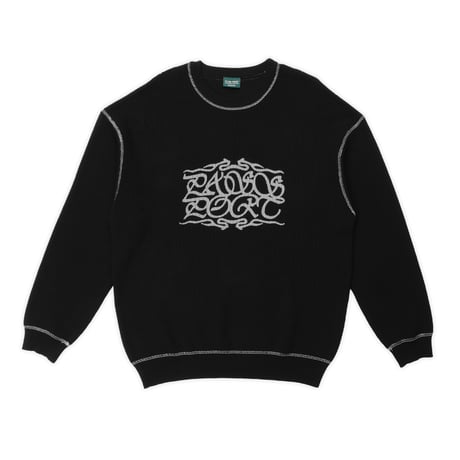 PASSPORT CALLIGRAPHY KNIT SWEATER BLACK