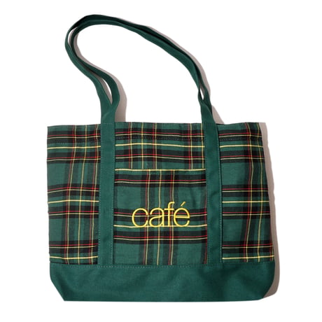 SKATEBOARD CAFE TARTAN TOTE GREEN
