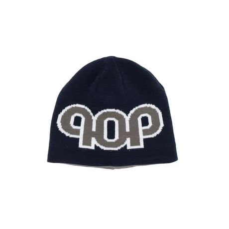POP TRADING COMPANY REVERSIBLE PUB SKULL BEANIE GREY / NAVY