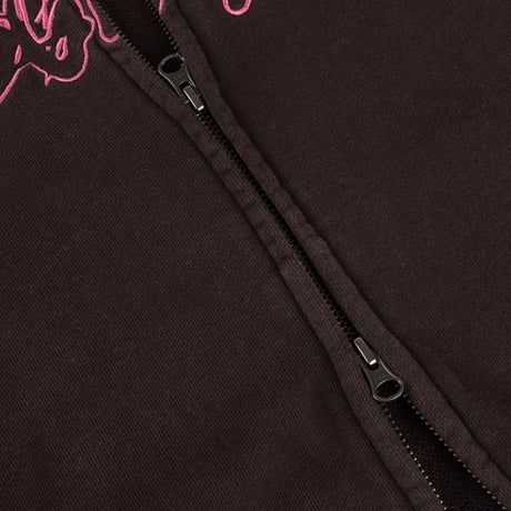 DIME DISTRESSED TERRY ZIP HOODIE ACID BROWN