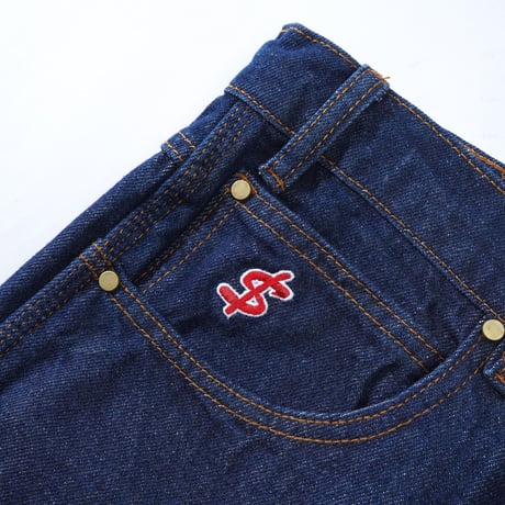 CASH ONLY LOGO BAGGY  DENIM SHORTS WASHED INDIGO