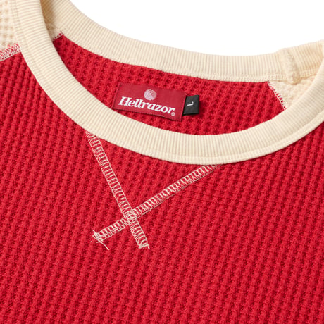 HELLRAZOR WAFFLE LS SHIRT NATURAL/DEEP RED