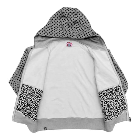 STAR TEAM POLKA DOT FULL ZIP HOODIE GREY