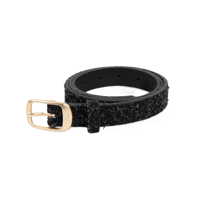 DIME DRESSED LEATHER BELT SHAGGY BLACK