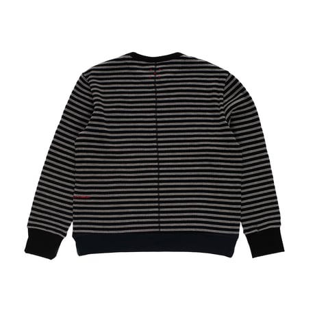 POP TRADING COMPANY STRIPED WAFFLE CREWNECK GREY / BLACK