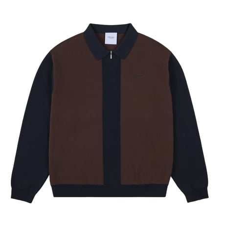 GRAND COLLECTION KNIT QUARTER ZIP ESPRESSO / MIDNIGHT NAVY