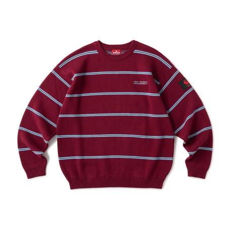 HELLRAZOR STRIPED CREW KNIT BURGUNDY