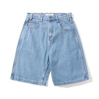 CASH ONLY LOGO BAGGY DENIM SHORTS WASHED INDIGO