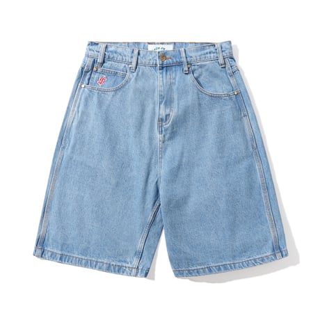 CASH ONLY LOGO BAGGY DENIM SHORTS WASHED INDIGO