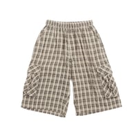 YARDSALE PLAID CARGO SHORTS CREAM / BLACK