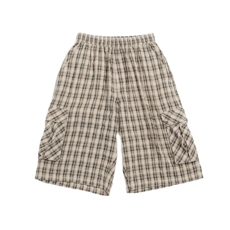YARDSALE PLAID CARGO SHORTS CREAM / BLACK