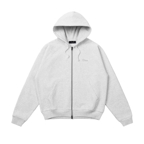 DIME CLASSIC SMALL LOGO ZIP HOODIE ASH