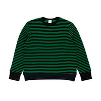 POP TRADING COMPANY STRIPED WAFFLE CREWNECK JUNIPER / BLACK