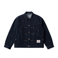 DIME PLEATED DENIM JACKET INDIGO