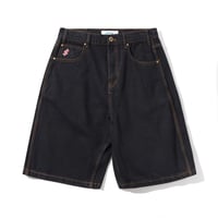 CASH ONLY LOGO BAGGY  DENIM SHORTS WASHED BLACK