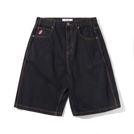 CASH ONLY LOGO BAGGY  DENIM SHORTS WASHED BLACK