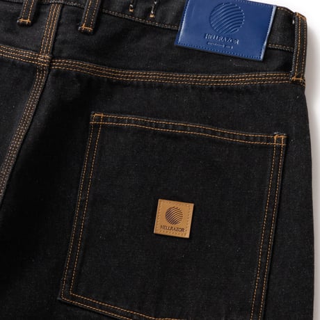 HELLRAZOR BAGGIE DENIM PANTS ONE WASH BLACK