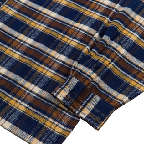GRAND COLLECTION JAPANESE COTTON OVERSHIRT YELLOW / ESPRESSO / NAVY CHECK