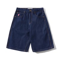 CASH ONLY LOGO BAGGY  DENIM SHORTS WASHED INDIGO