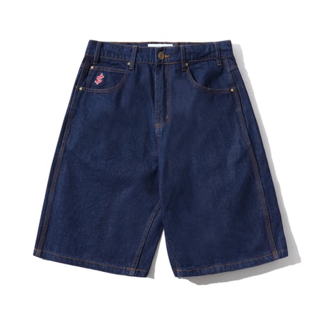 CASH ONLY LOGO BAGGY  DENIM SHORTS WASHED INDIGO