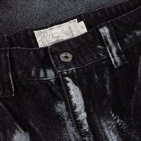 DIME BAGGY DENIM PANTS BLACK (WHITE PAINT)